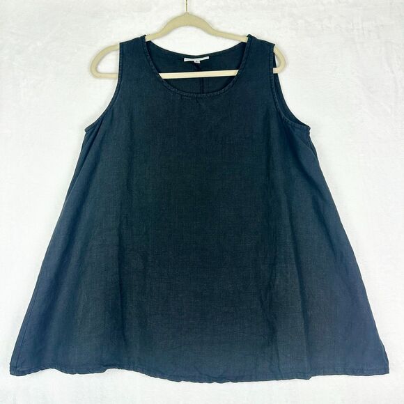 Bryn Walker Linen Tunic Tank Size Small Black Lagenlook Minimalist Closet Staple - Picture 1 of 5